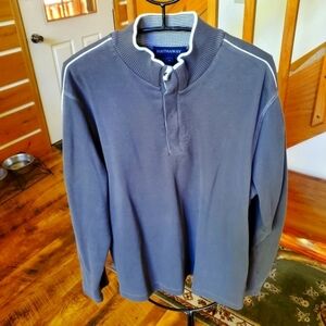 Hathaway Ribbed Knit Gray w Trim Snap Long Sleeve Sz. XL‎ Sweater